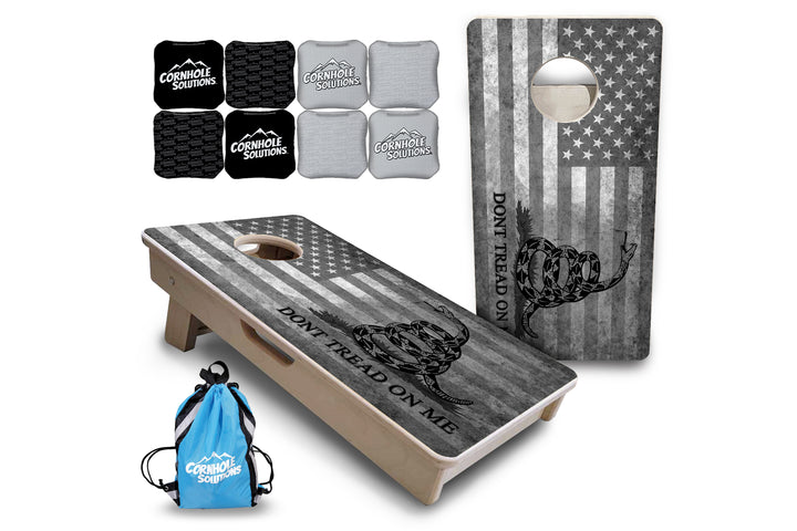 Mini Cornhole Boards - DTOM BW Flag