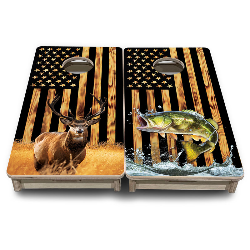 Mini Cornhole 12"x24" Boards - 4" holes - Colorful Deer & Fish Design Options - 3/4″ Baltic Birch