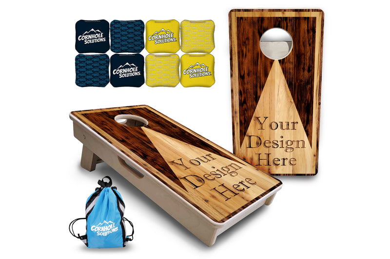 Mini Cornhole 12"x24" Boards - 4" holes - Custom Wooden Triangle (No Trademark Requests) - 3/4″ Baltic Birch