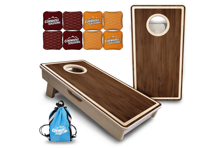 Mini Cornhole Boards - Dark Wood Natural Border