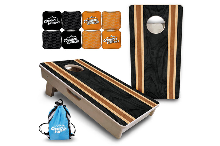 Mini Cornhole Boards - Dark Wood Stripe