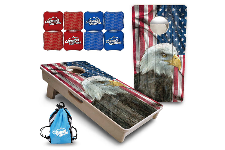 Mini Cornhole Boards - Faded Eagle Flag