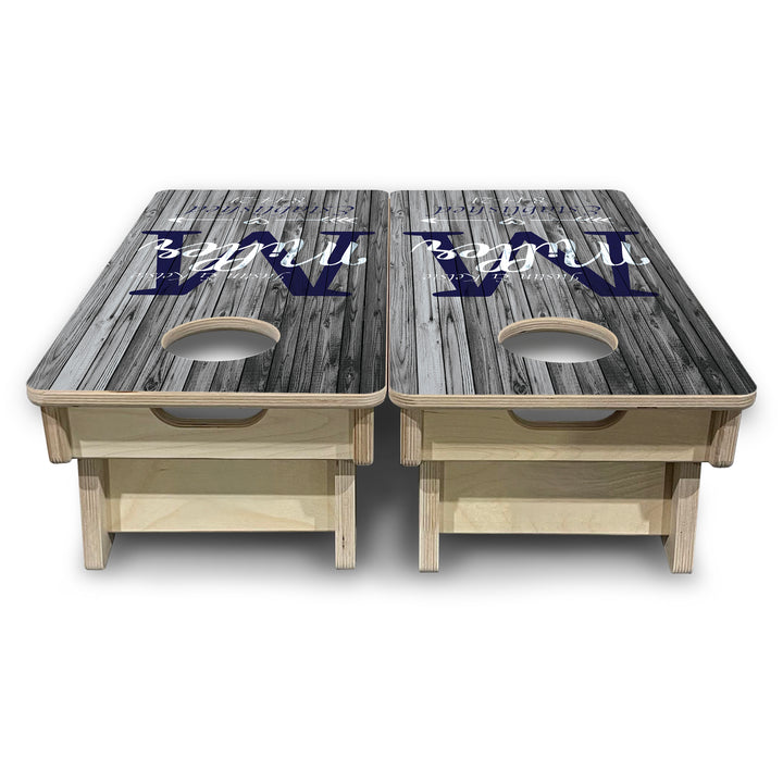 Mini Cornhole Boards - Grey Slat Wood