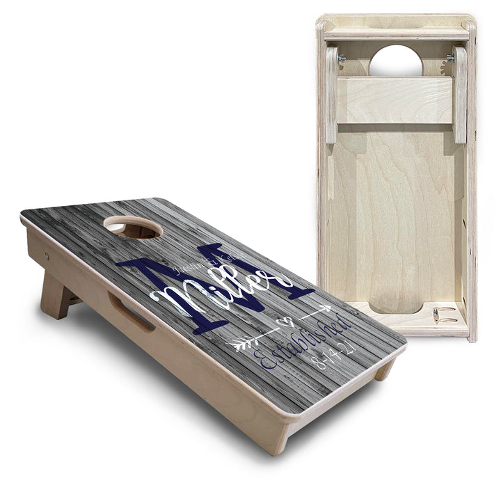 Mini Cornhole Boards - Grey Slat Wood
