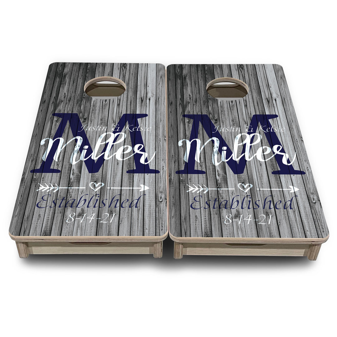 Mini Cornhole Boards - Grey Slat Wood