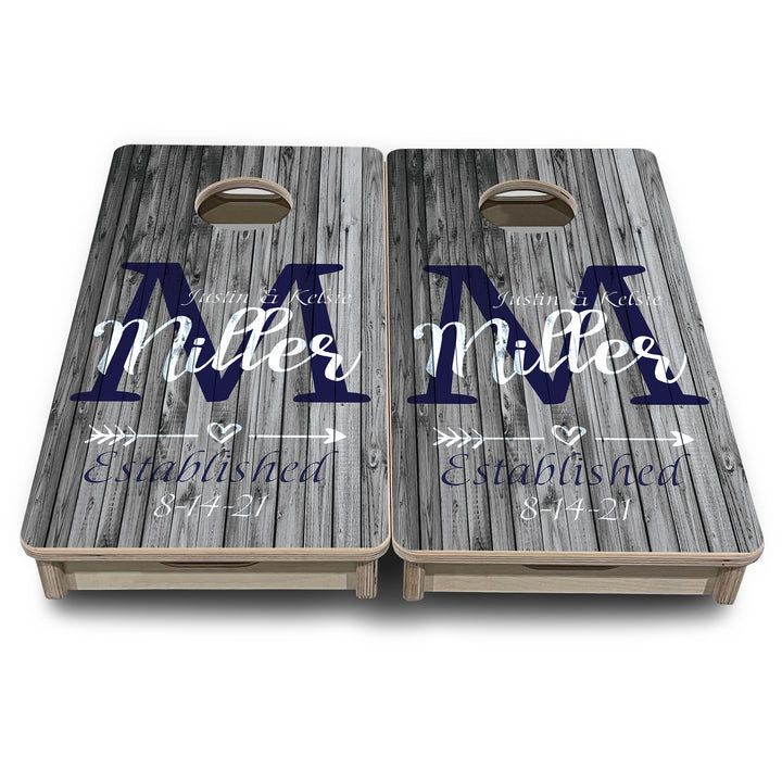 Mini Cornhole Boards - Grey Slat Wood
