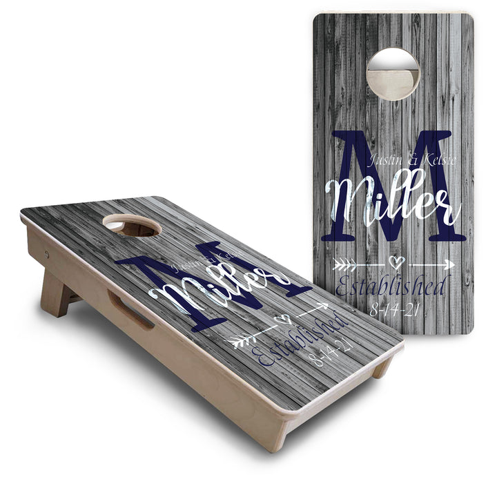Mini Cornhole Boards - Grey Slat Wood