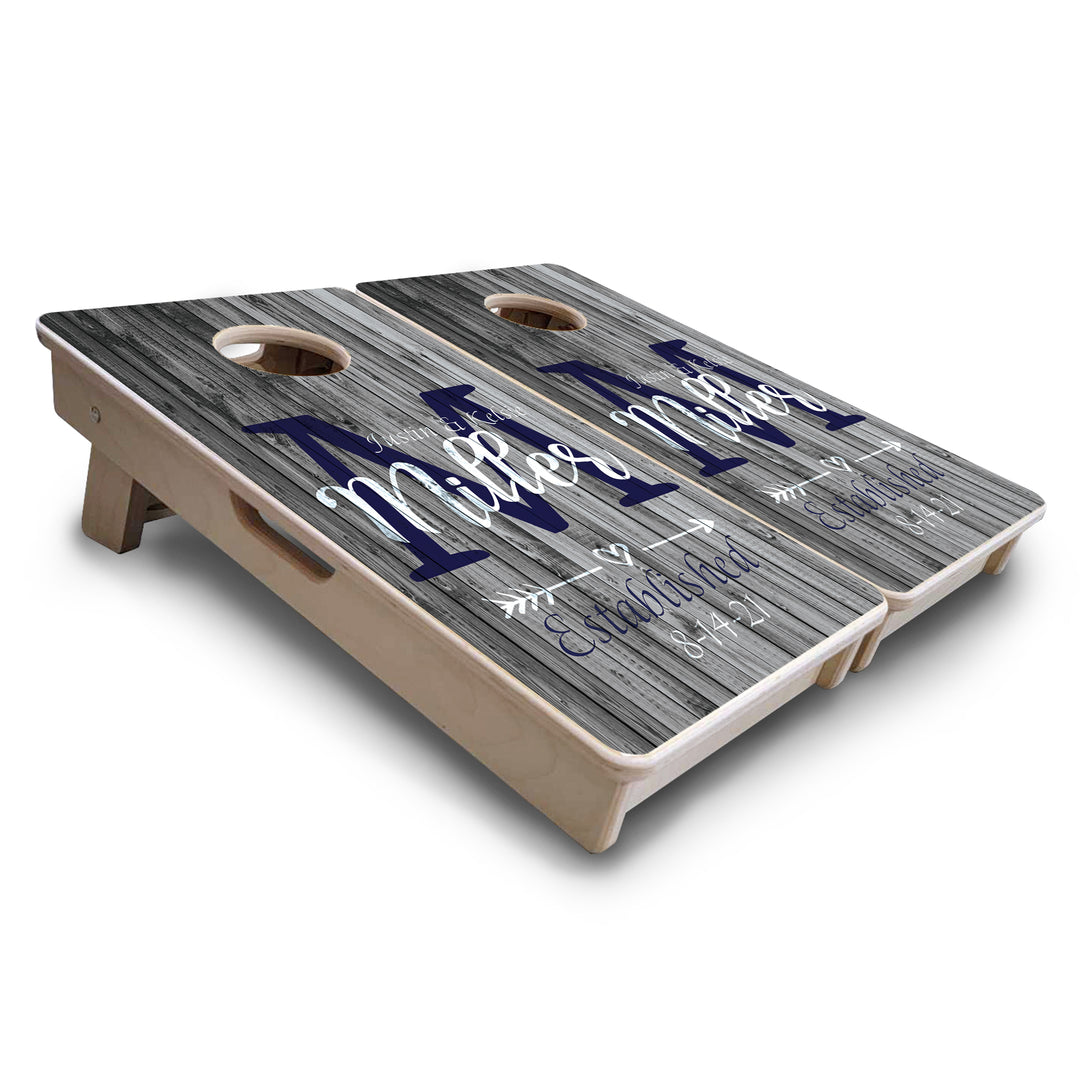 Mini Cornhole Boards - Grey Slat Wood