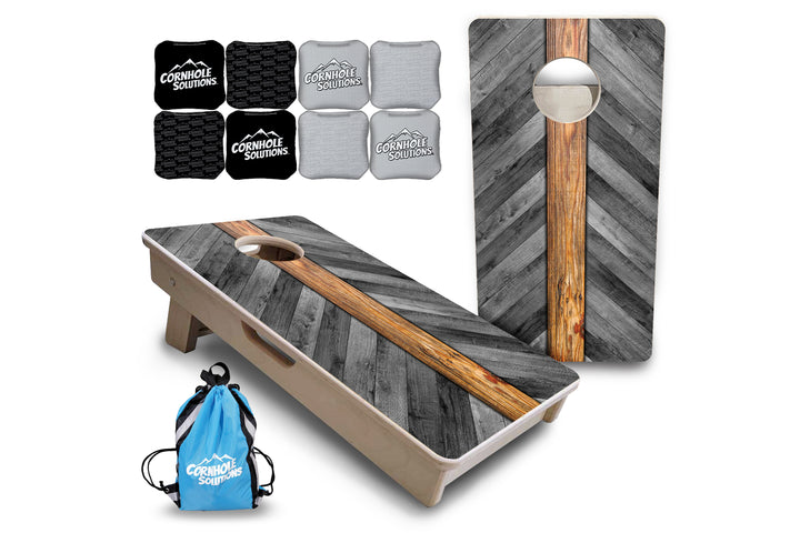 Mini Cornhole Boards - Grey Herringbone