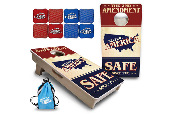 Mini Cornhole 12"x24" Boards - 4" holes - 2nd Amendment Flyer - 3/4″ Baltic Birch