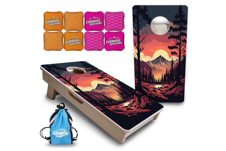 Mini Cornhole Boards - Mountain Sunset