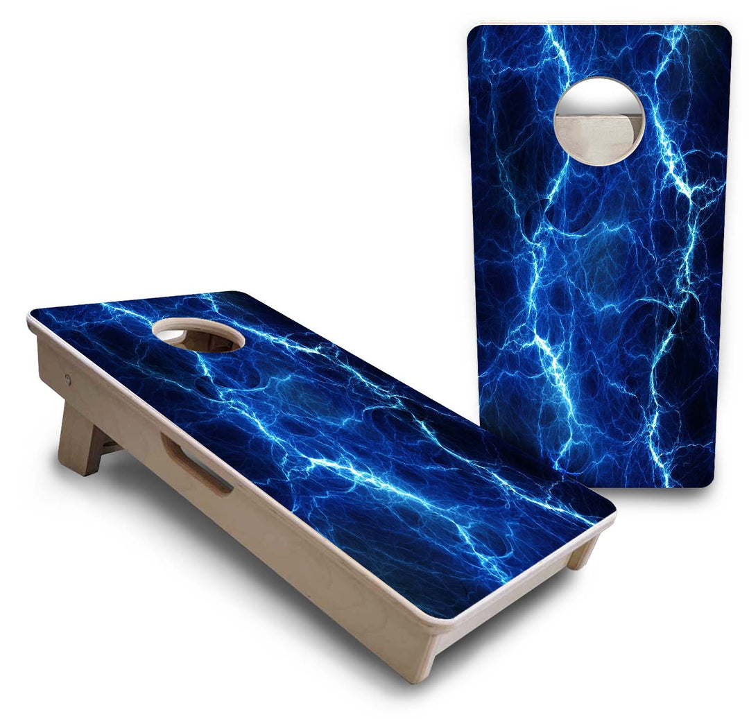 Mini Cornhole Boards - Blue & Green Lightning