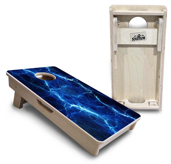 Mini Cornhole Boards - Blue & Green Lightning