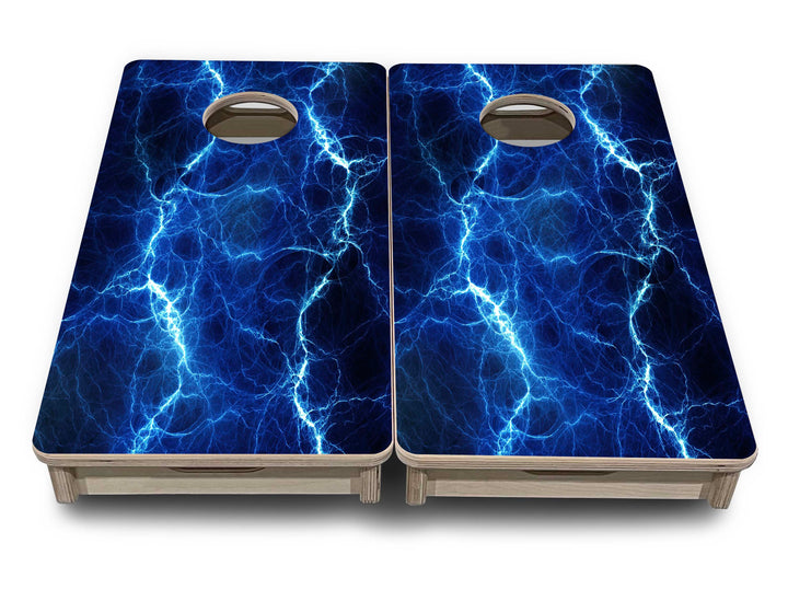 Mini Cornhole Boards - Blue & Green Lightning