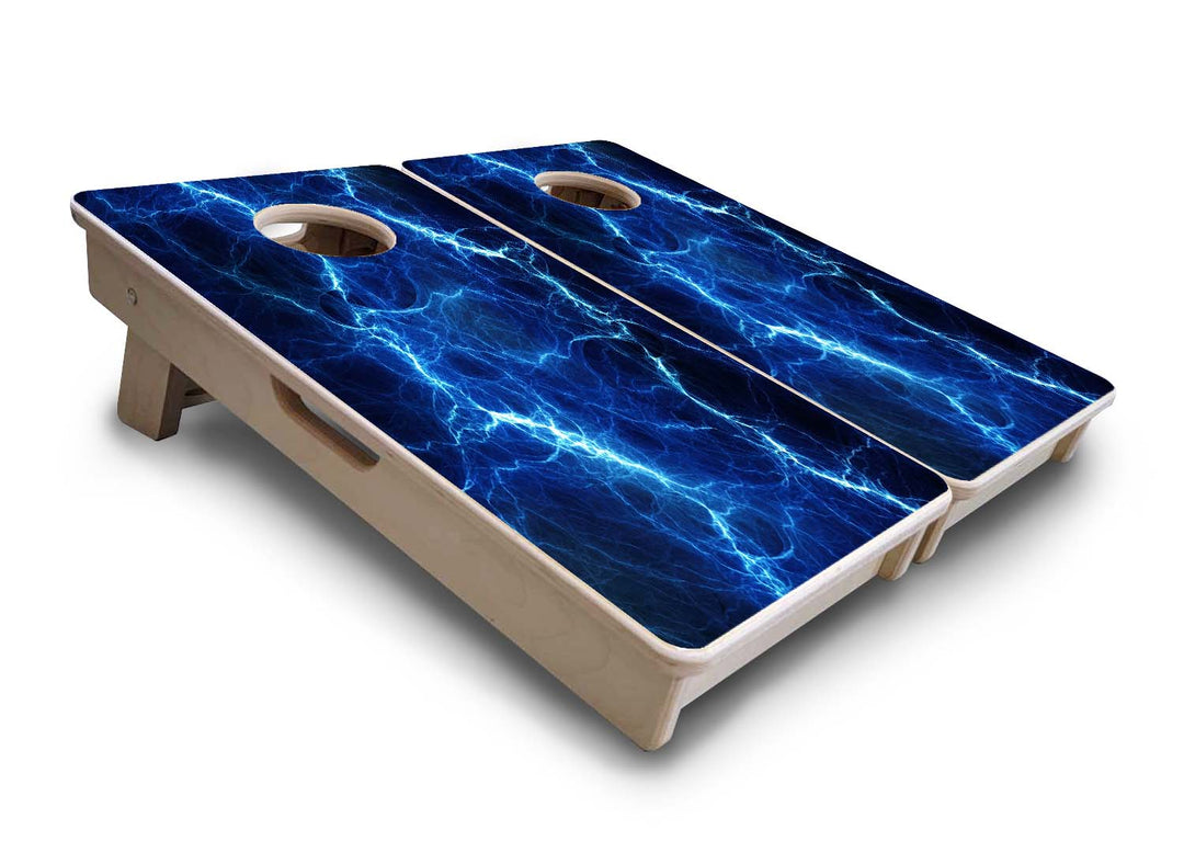 Mini Cornhole Boards - Blue & Green Lightning
