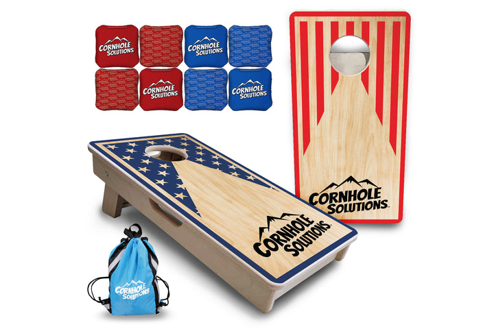 Mini Cornhole Boards - Stars & Stripes Keyhole CS Logo