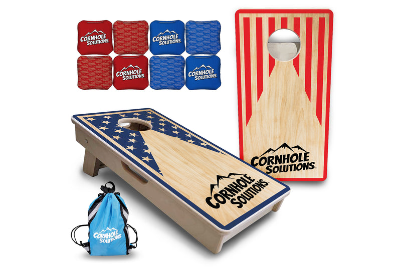 Mini Cornhole Boards - Stars & Stripes Keyhole CS Logo
