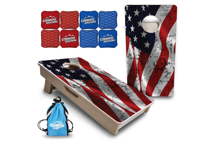 Mini Cornhole Boards - Wavy Distressed Flag