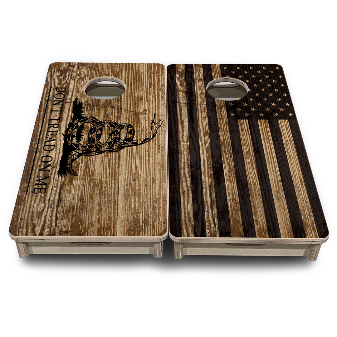 Mini Cornhole Boards - Wood DTOM & Wood Flag