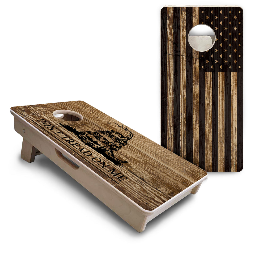 Mini Cornhole Boards - Wood DTOM & Wood Flag