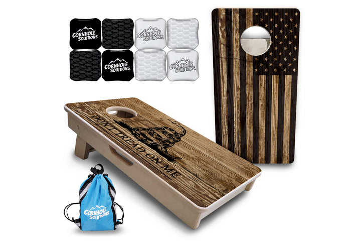 Mini Cornhole Boards - Wood DTOM & Wood Flag
