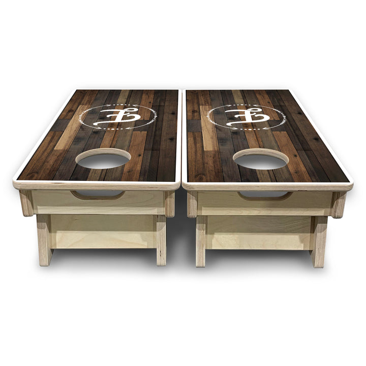 Mini Cornhole Boards - Wood Wreath Letter