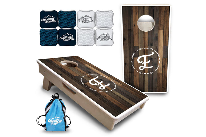 Mini Cornhole Boards - Wood Wreath Letter