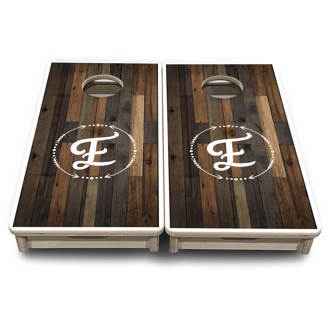 Mini Cornhole Boards - Wood Wreath Letter