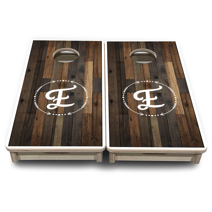 Mini Cornhole Boards - Wood Wreath Letter
