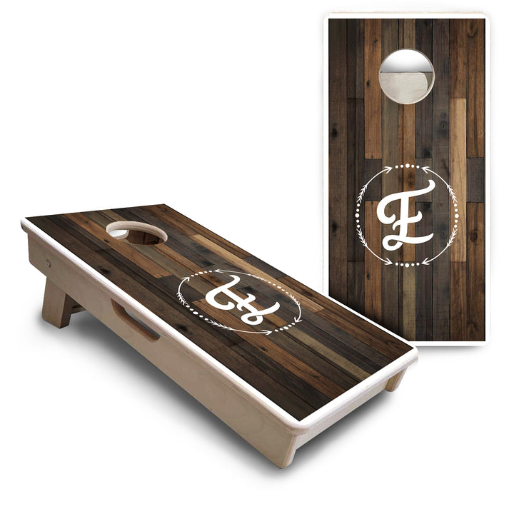 Mini Cornhole Boards - Wood Wreath Letter