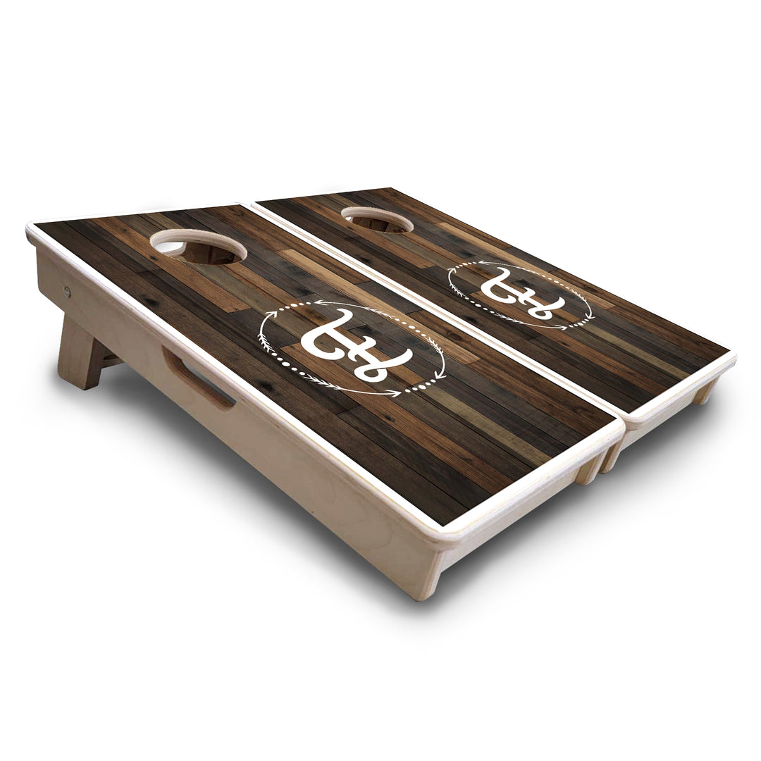 Mini Cornhole Boards - Wood Wreath Letter