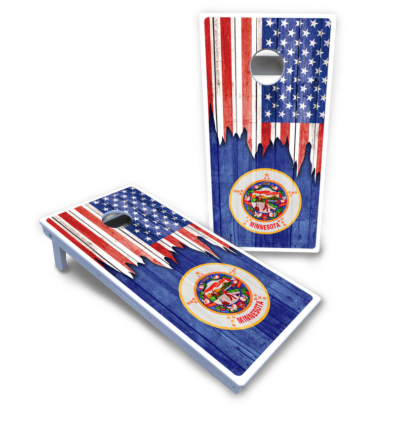 Waterproof - State Flag Designs Massachusetts to New Jersey - All Weather Boards "Outdoor Solution" 18mm(3/4")Direct UV Printed - Regulation 2' by 4' Cornhole Boards (Set of 2 Boards) Double Thick Legs, with Leg Brace & Dual Support Braces!