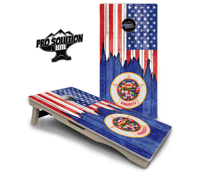 Pro Solution Elite - State Flag Designs Massachusetts to New Jersey - Professional Tournament Cornhole Boards 3/4" Baltic Birch - Zero Bounce Zero Movement Vertical Interlocking Braces for Extra Weight & Stability +Double Thick Legs +Airmail Blocker