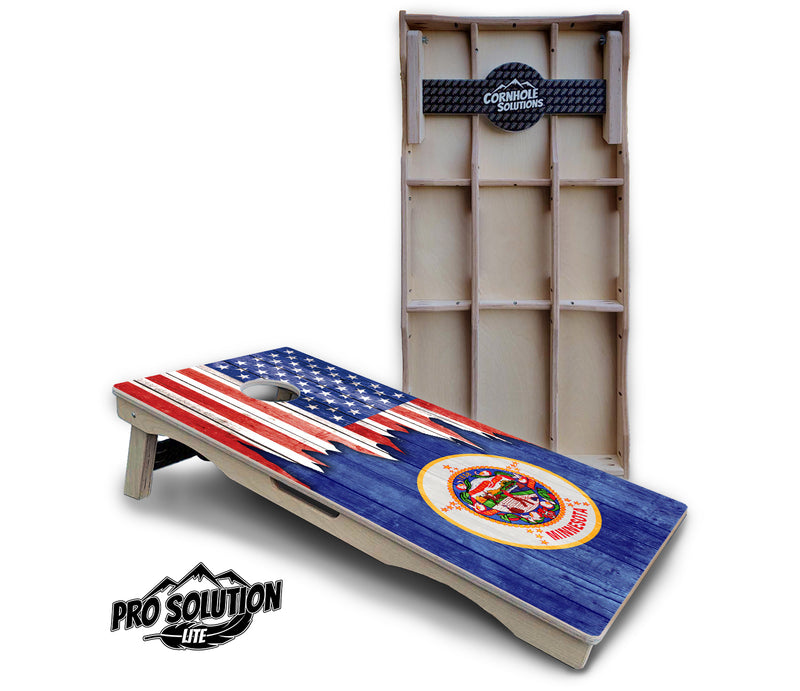 Pro Solution Lite - State Flag Designs Massachusetts to New Jersey - Professional Tournament Cornhole Boards 3/4" Baltic Birch - Zero Bounce Zero Movement Vertical Interlocking Braces for Extra Weight & Stability +Double Thick Legs +Airmail Blocker