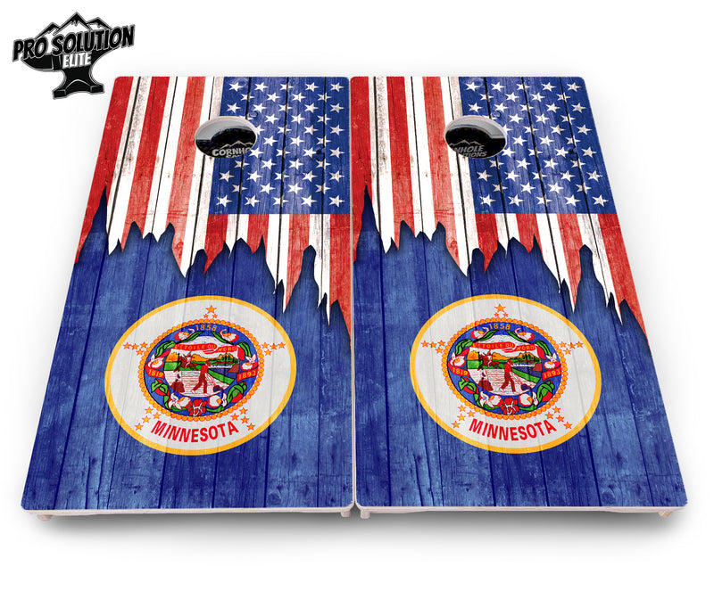 Pro Solution Elite - State Flag Designs Massachusetts to New Jersey - Professional Tournament Cornhole Boards 3/4" Baltic Birch - Zero Bounce Zero Movement Vertical Interlocking Braces for Extra Weight & Stability +Double Thick Legs +Airmail Blocker