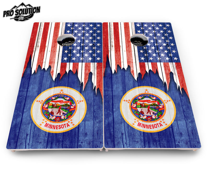 Pro Solution Lite - State Flag Designs Massachusetts to New Jersey - Professional Tournament Cornhole Boards 3/4" Baltic Birch - Zero Bounce Zero Movement Vertical Interlocking Braces for Extra Weight & Stability +Double Thick Legs +Airmail Blocker