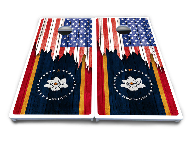 Waterproof - State Flag Designs Massachusetts to New Jersey - All Weather Boards "Outdoor Solution" 18mm(3/4")Direct UV Printed - Regulation 2' by 4' Cornhole Boards (Set of 2 Boards) Double Thick Legs, with Leg Brace & Dual Support Braces!