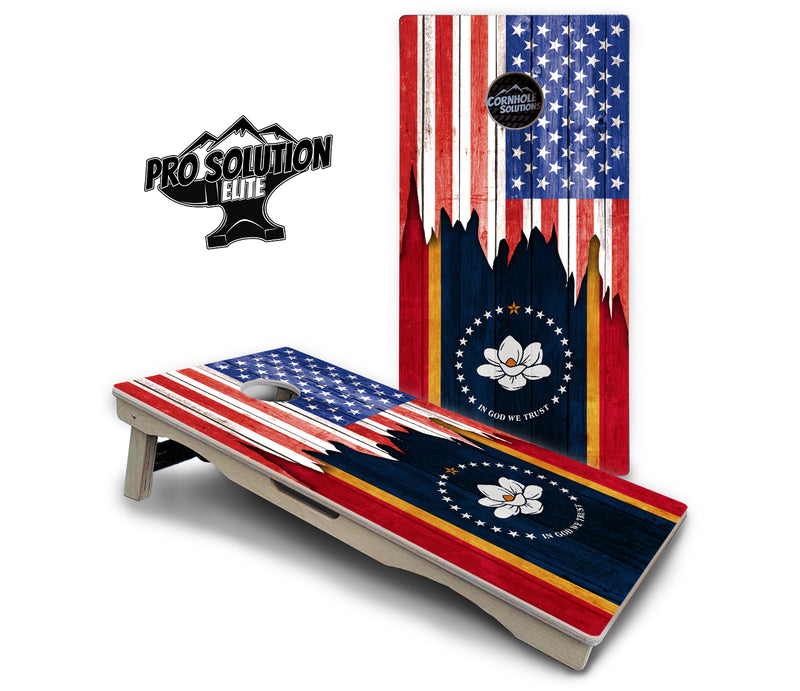 Pro Solution Elite - State Flag Designs Massachusetts to New Jersey - Professional Tournament Cornhole Boards 3/4" Baltic Birch - Zero Bounce Zero Movement Vertical Interlocking Braces for Extra Weight & Stability +Double Thick Legs +Airmail Blocker