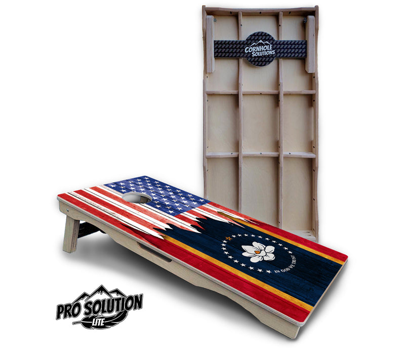 Pro Solution Lite - State Flag Designs Massachusetts to New Jersey - Professional Tournament Cornhole Boards 3/4" Baltic Birch - Zero Bounce Zero Movement Vertical Interlocking Braces for Extra Weight & Stability +Double Thick Legs +Airmail Blocker