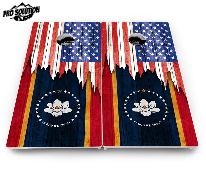 Pro Solution Lite - State Flag Designs Massachusetts to New Jersey - Professional Tournament Cornhole Boards 3/4" Baltic Birch - Zero Bounce Zero Movement Vertical Interlocking Braces for Extra Weight & Stability +Double Thick Legs +Airmail Blocker