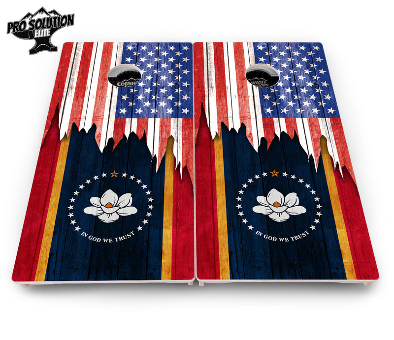 Pro Solution Elite - State Flag Designs Massachusetts to New Jersey - Professional Tournament Cornhole Boards 3/4" Baltic Birch - Zero Bounce Zero Movement Vertical Interlocking Braces for Extra Weight & Stability +Double Thick Legs +Airmail Blocker