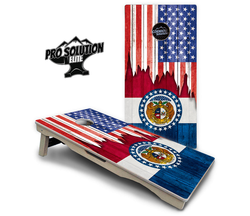 Pro Solution Elite - State Flag Designs Massachusetts to New Jersey - Professional Tournament Cornhole Boards 3/4" Baltic Birch - Zero Bounce Zero Movement Vertical Interlocking Braces for Extra Weight & Stability +Double Thick Legs +Airmail Blocker