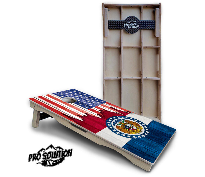 Pro Solution Lite - State Flag Designs Massachusetts to New Jersey - Professional Tournament Cornhole Boards 3/4" Baltic Birch - Zero Bounce Zero Movement Vertical Interlocking Braces for Extra Weight & Stability +Double Thick Legs +Airmail Blocker