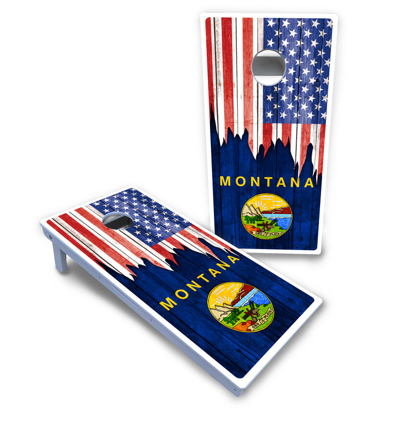 Waterproof - State Flag Designs Massachusetts to New Jersey - All Weather Boards "Outdoor Solution" 18mm(3/4")Direct UV Printed - Regulation 2' by 4' Cornhole Boards (Set of 2 Boards) Double Thick Legs, with Leg Brace & Dual Support Braces!