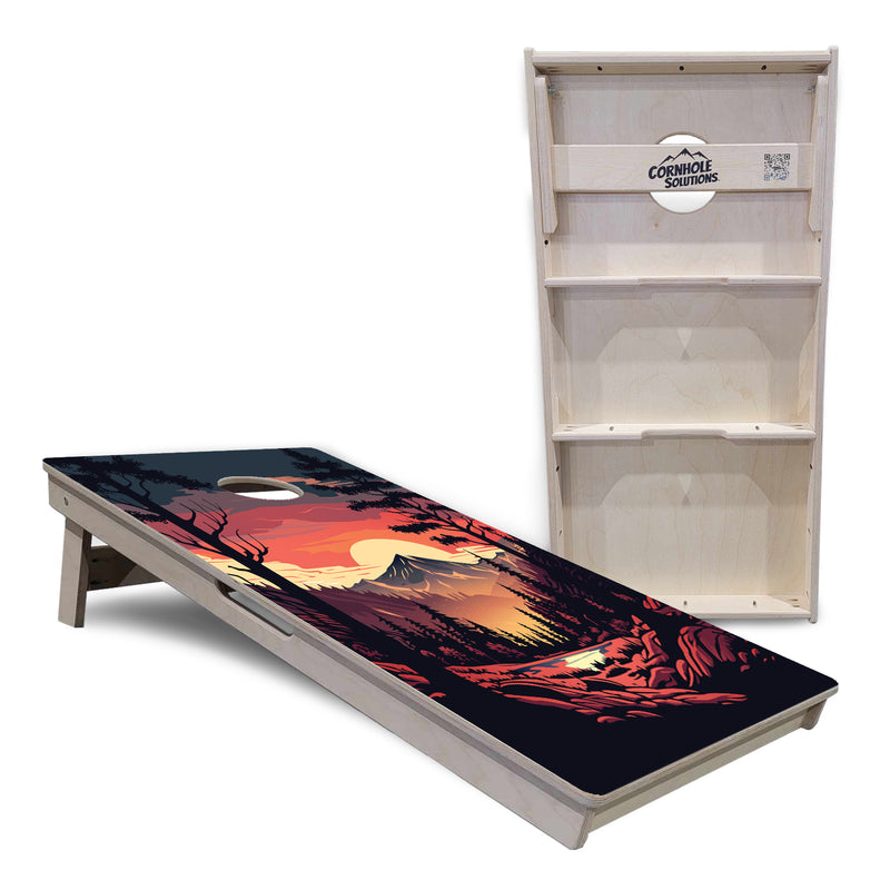 Tournament Boards - Mountain Sunset Design Options - Professional Tournament 2'x4' Regulation Cornhole Set - 3/4″ Baltic Birch + UV Direct Print + UV Clear Coat