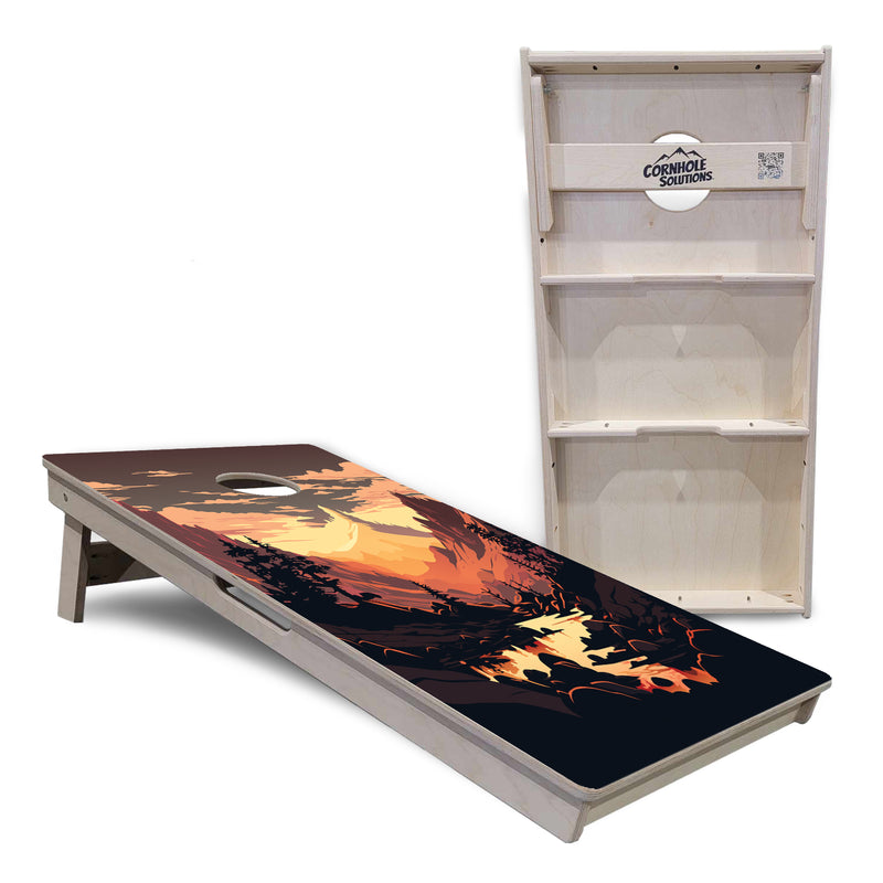 Tournament Boards - Mountain Sunset Design Options - Professional Tournament 2'x4' Regulation Cornhole Set - 3/4″ Baltic Birch - UV Direct Print + UV Clear Coat