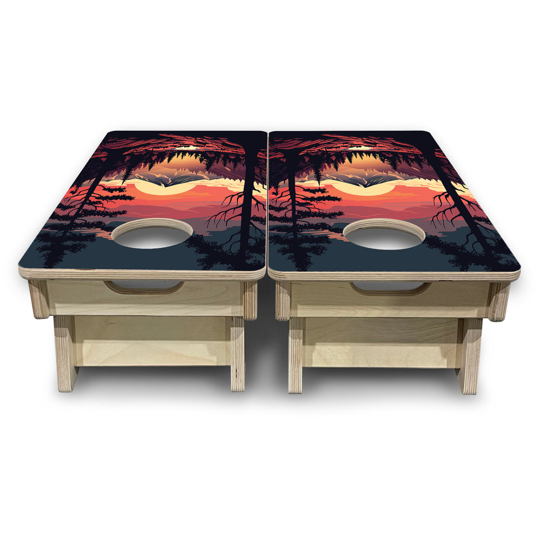 Mini Cornhole Boards - Mountain Sunset