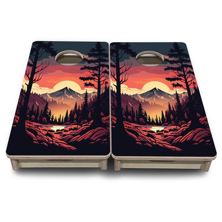 Mini Cornhole Boards - Mountain Sunset
