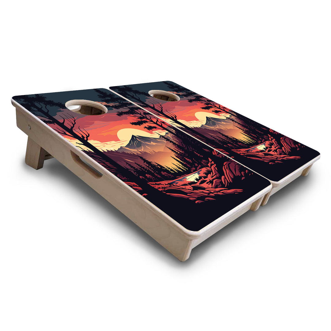 Mini Cornhole Boards - Mountain Sunset
