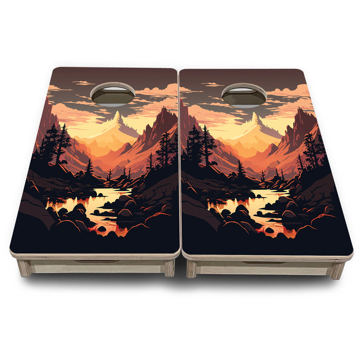 Mini Cornhole Boards - Mountain Sunset